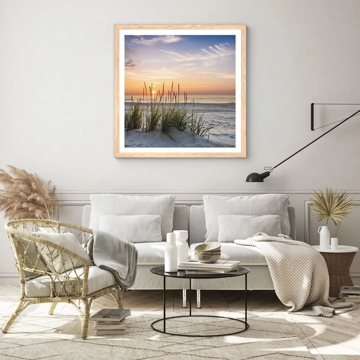 Plagát v ráme zo svetlého duba - Pozri sa, predstav si a pociť - 60x60 cm