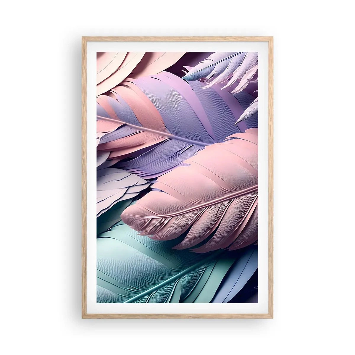 Plagát v ráme zo svetlého duba - Vtáčí štýl - 61x91 cm