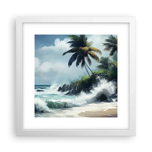 Plagát v bielom ráme - Na tropickom pobreží - 30x30 cm