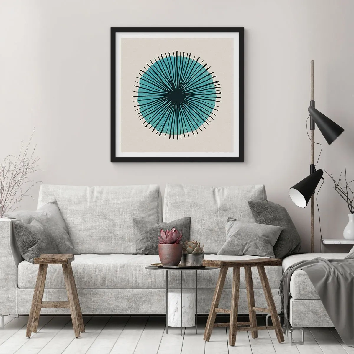 Plagát v čiernom ráme - Žiariaca modrá - 50x50 cm