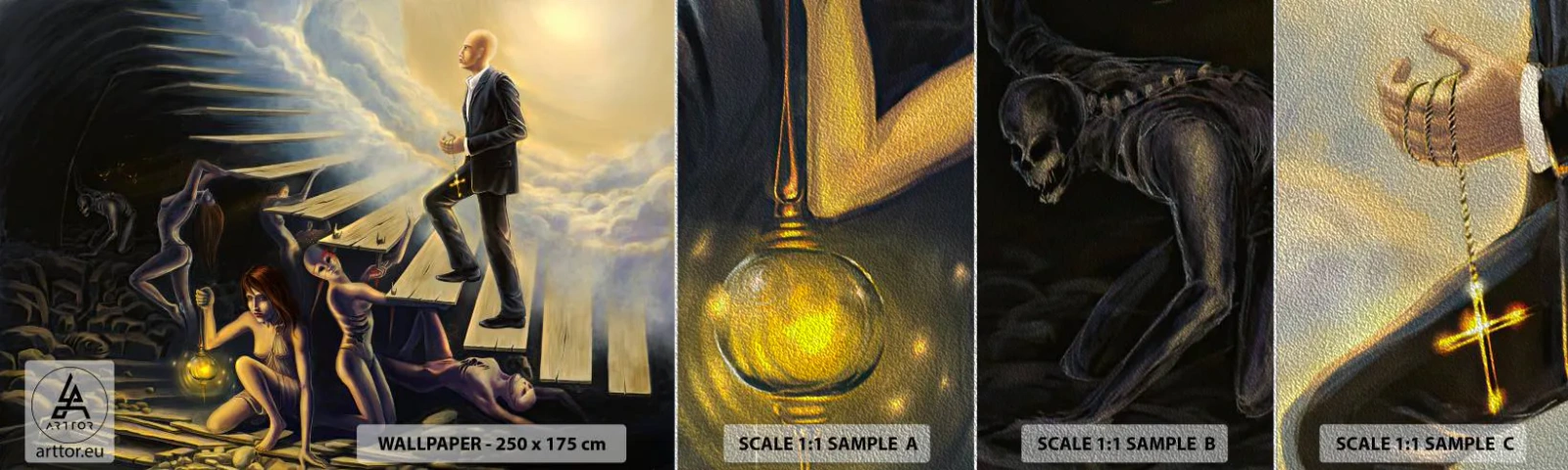 Vzorka fototapety Premium Sand - Dantovo putovanie k svetlu - Abstrakcia, Fantázia, Ľudia - 100x30 cm