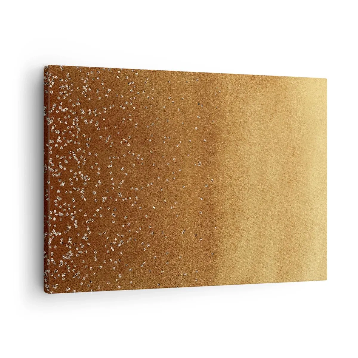 Obraz na plátne - Zlatý prechod s jemným trblietaním a ozdobami - 70x50cm - Zrodenie svetla - Moderná nástenná dekorácia do obývacej izby a spálne ARTTOR