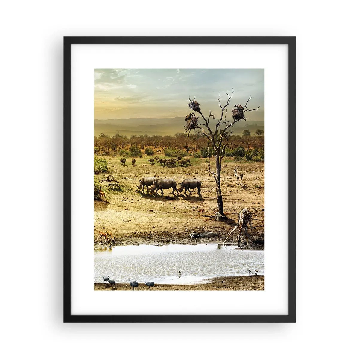 Plagát v čiernom ráme - „Z raja opäť pramenila rieka…“ - 40x50 cm