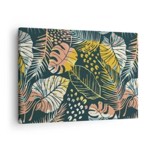 Obraz na plátne - Farebné listy na tmavom pozadí - 70x50cm - Listová fantázia - Moderná nástenná dekorácia do obývacej izby a spálne ARTTOR
