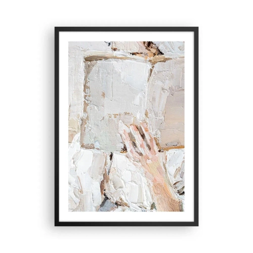 Plagát v čiernom ráme - Textúrovaný obrázok ruky držiacej otvorenú knihu. - 50x70cm - V inom svete - Moderná nástenná dekorácia do obývacej izby a spálne ARTTOR