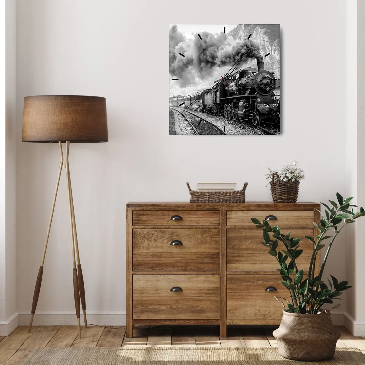 Nástenné hodiny - Stojí na stanici… - 40x40 cm