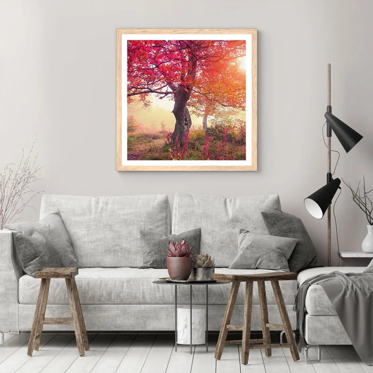 Plagát v ráme zo svetlého duba - Šialenstvo rozkvetu - 40x40 cm
