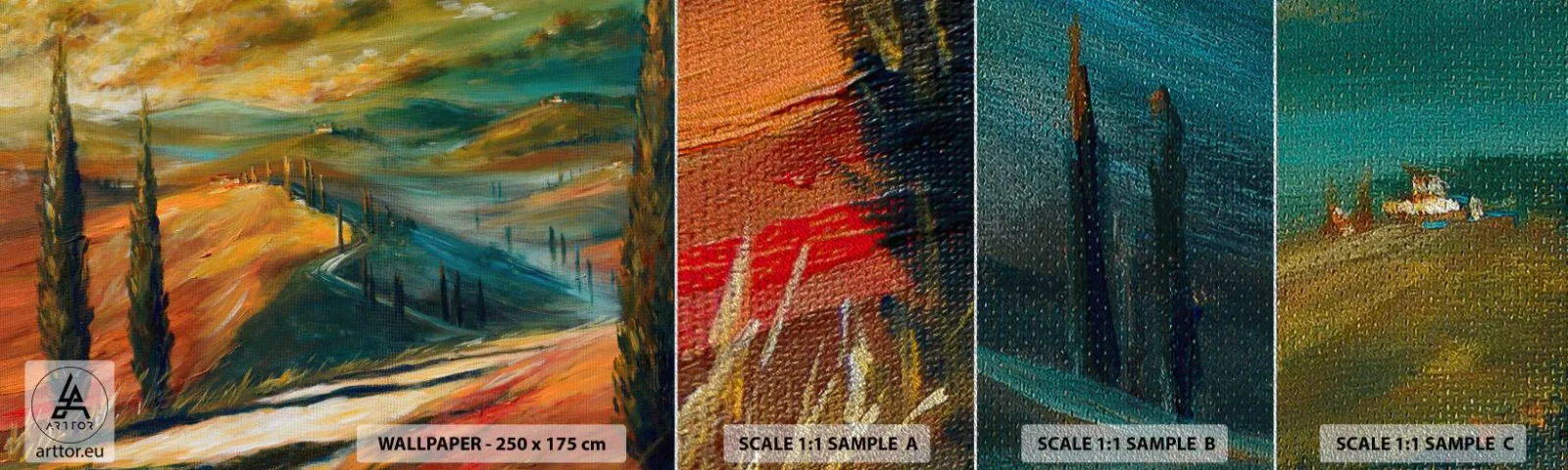 Vzorka fototapety Premium Sand - Toskánska krajina - Krajina, Toskánsko, Cestuje - 100x30 cm