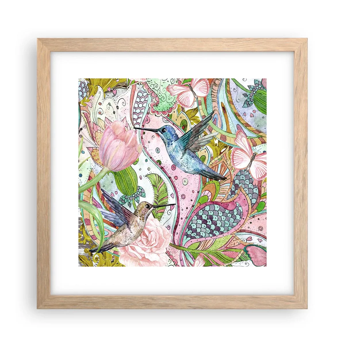 Plagát v ráme zo svetlého duba - Zamotané do lián - 30x30 cm