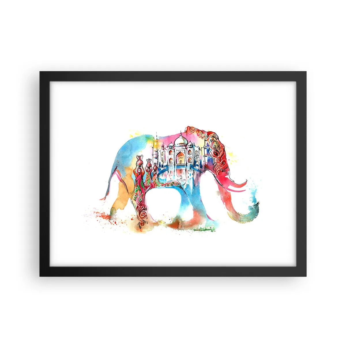 Plagát v čiernom ráme - India - aura lásky - 40x30 cm