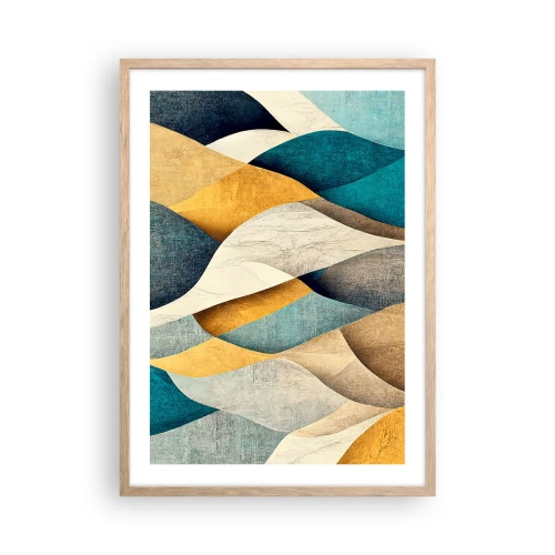 Plagát v ráme zo svetlého duba - Rytmus a vlnenie - 50x70 cm