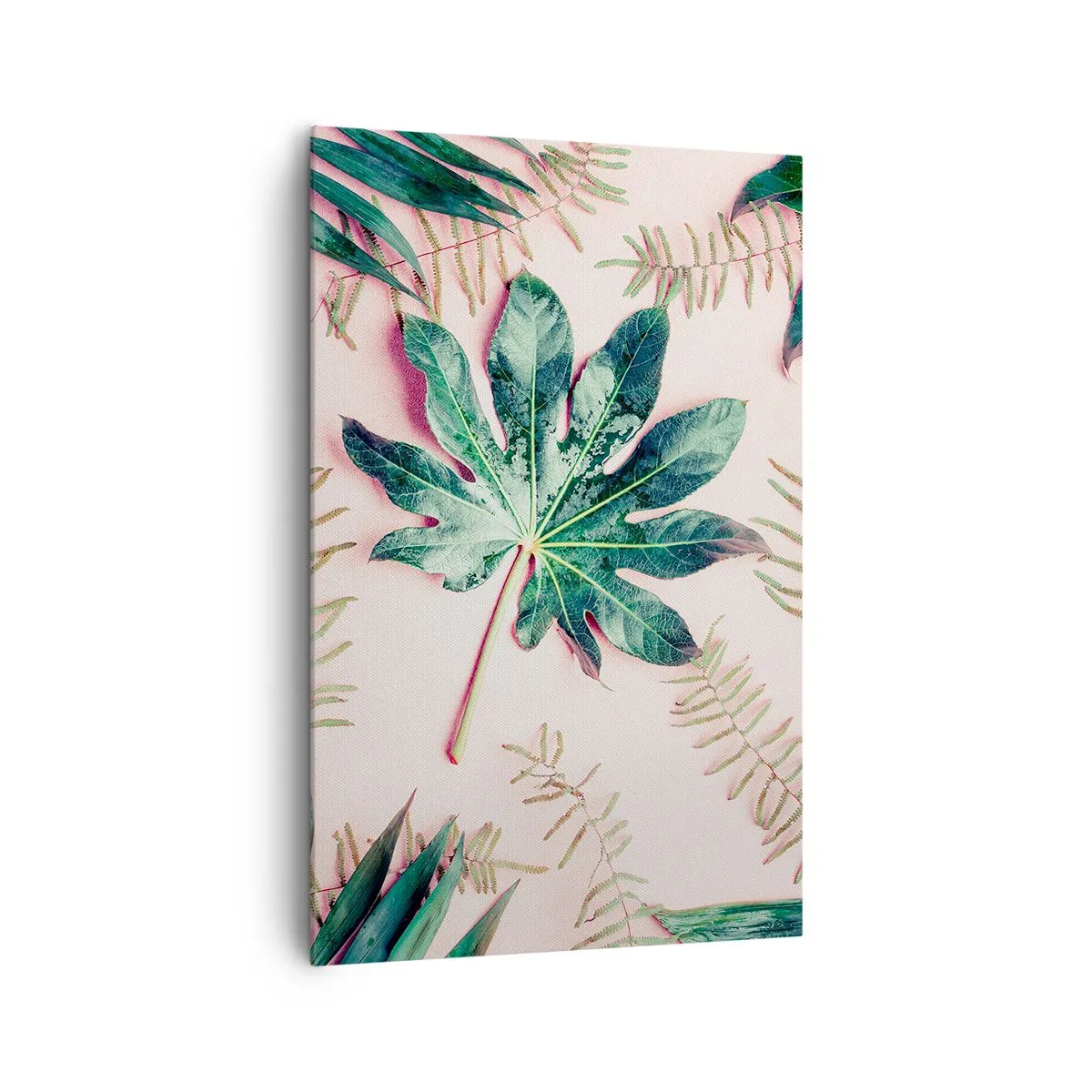 Obraz na plátne - Štúdia zelenej na ružovom pozadí - 80x120 cm