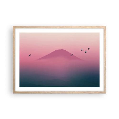 Plagát v ráme zo svetlého duba - Pútnici nad oblakmi - 70x50 cm