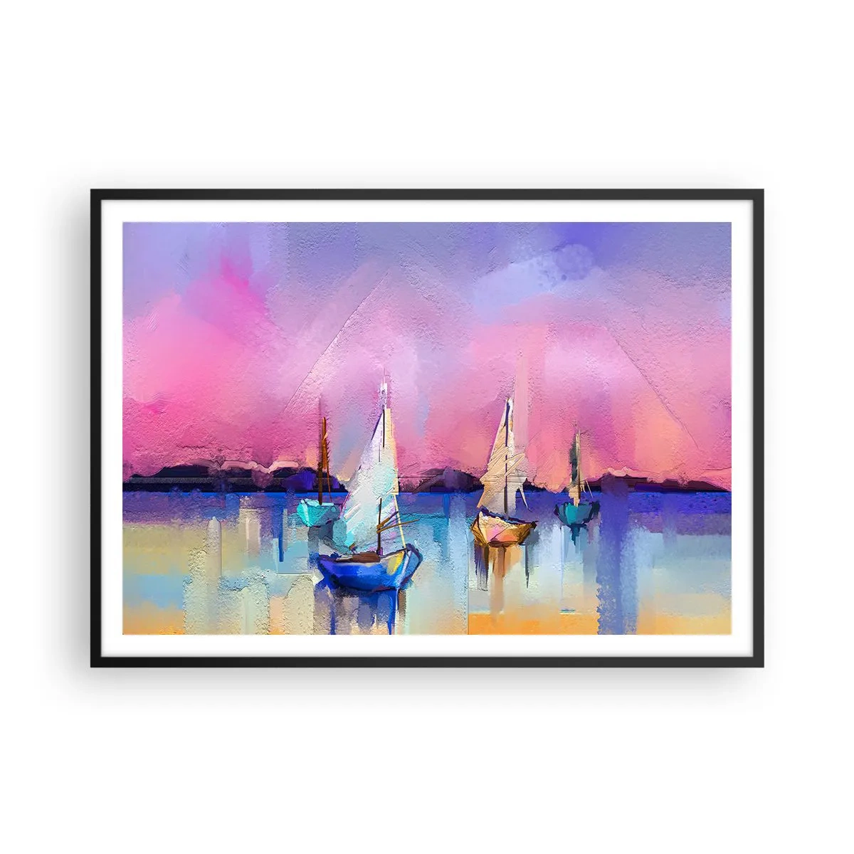 Plagát v čiernom ráme - Smer: široká voda - 100x70 cm
