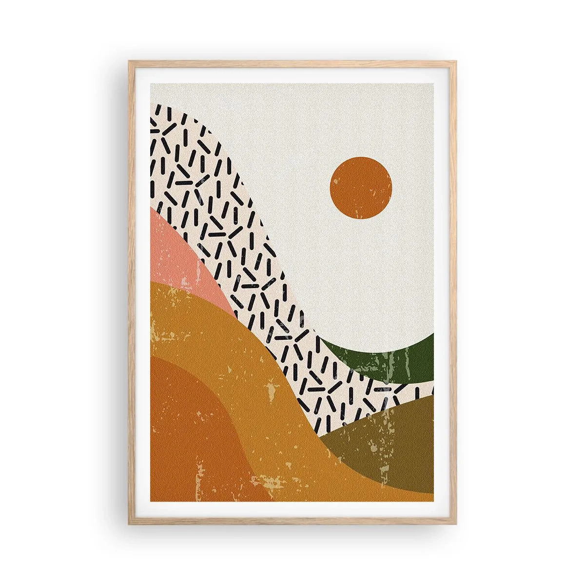 Plagát v ráme zo svetlého duba - Slnečná abstrakcia - 70x100 cm