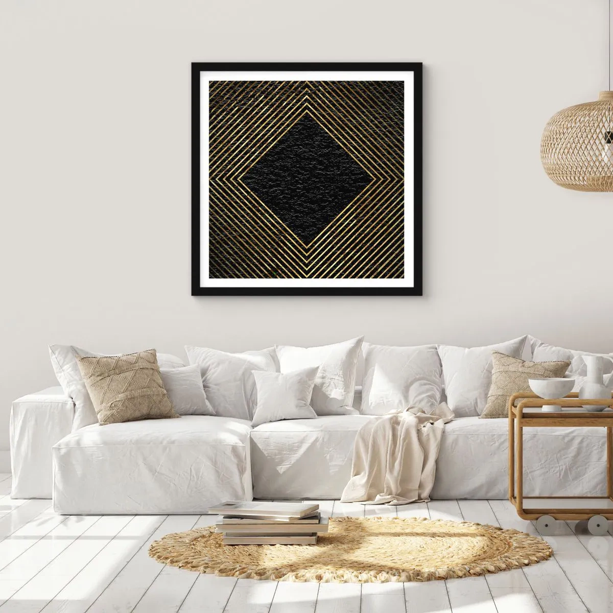 Plagát v čiernom ráme - Geometria v štýle glamour - 30x30 cm