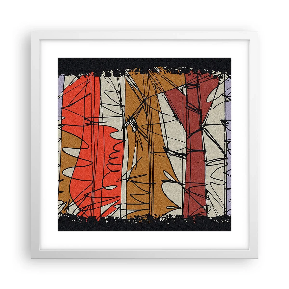 Plagát v bielom ráme - Spontánna kompozícia - 40x40 cm