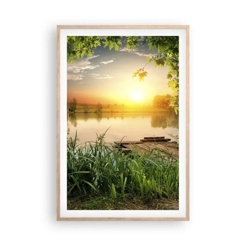 Plagát v ráme zo svetlého duba - Krajina v zelenom ráme - 61x91 cm