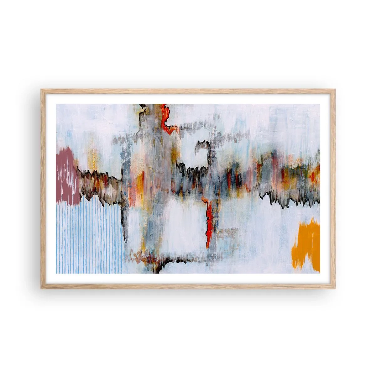 Plagát v ráme zo svetlého duba - Paličkou po vode - 91x61 cm