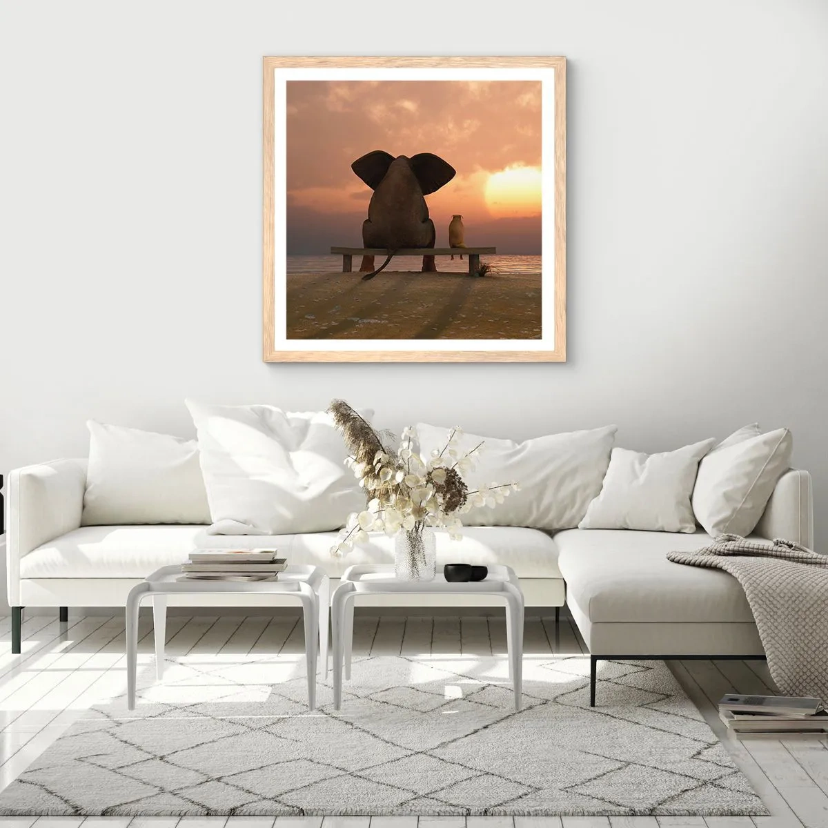 Plagát v ráme zo svetlého duba - Je skvelé spolu mlčať - 40x40 cm