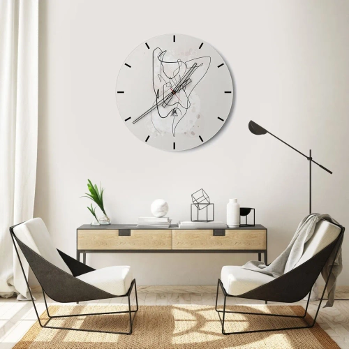 Nástenné hodiny - Abstraktná linková grafika ženskej postavy na svetlom pozadí - 30x30cm - Umenie zvádzania - Moderná nástenná dekorácia do obývacej izby, kuchyne a spálne ARTTOR