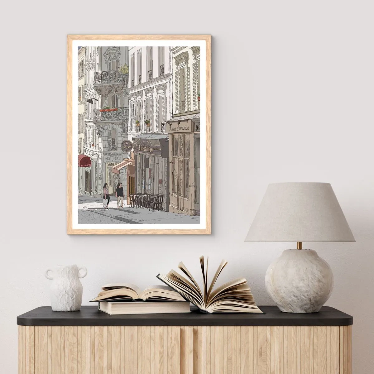 Plagát v ráme zo svetlého duba - Mestské radosti - 40x50 cm