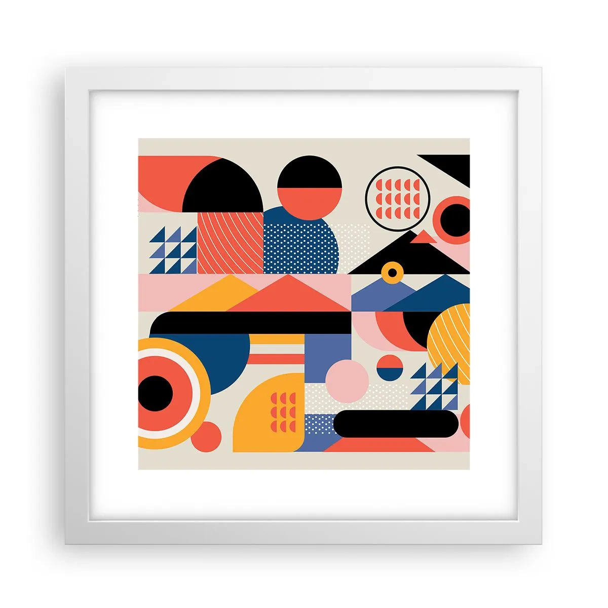 Plagát v bielom ráme - Kompozícia: poďme sa hrať - 30x30 cm