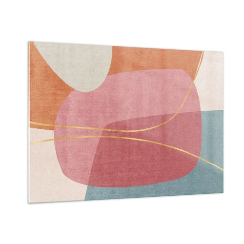 Obraz na skle - Pastelová kompozícia so zlatou niťou - 100x70 cm