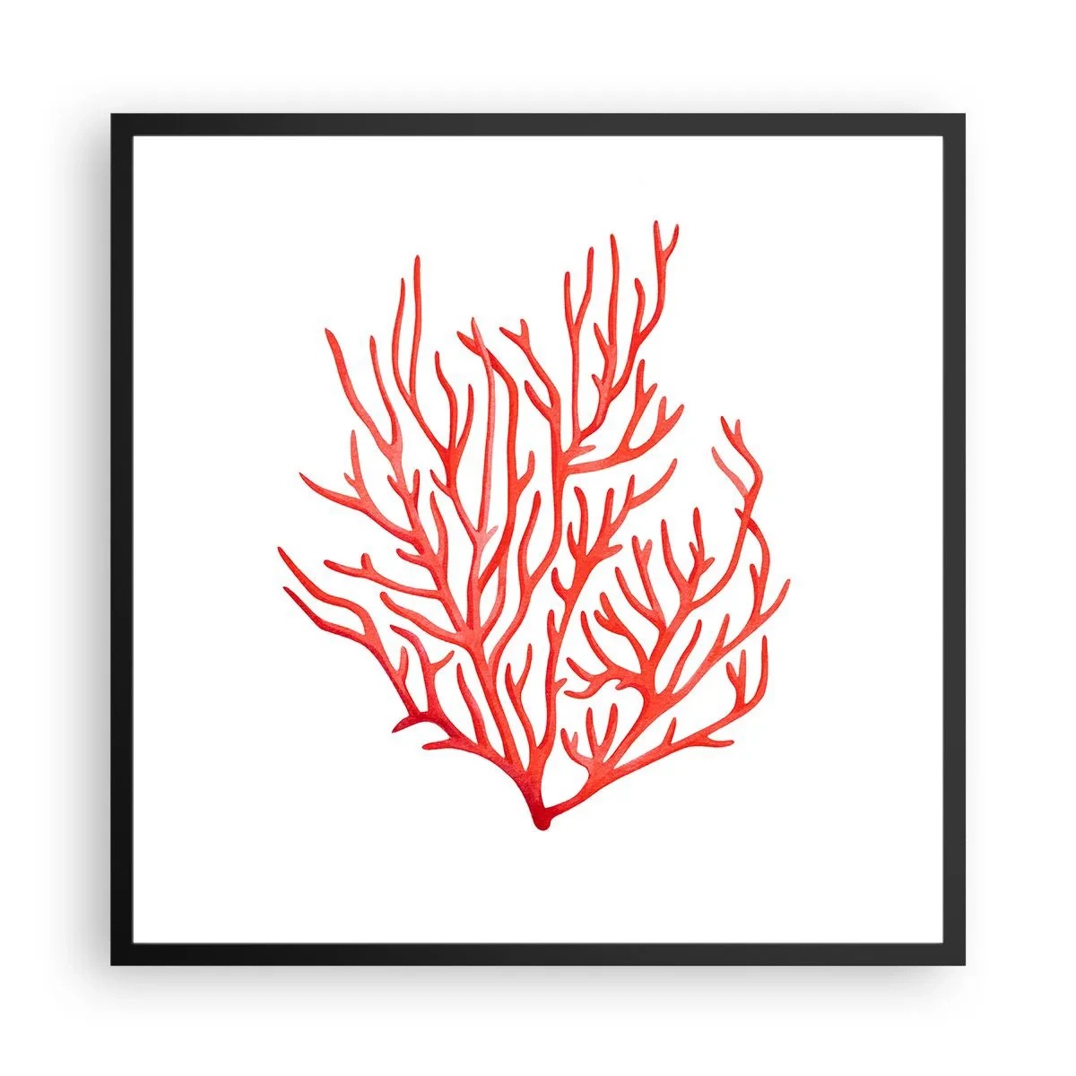 Plagát v čiernom ráme - Koralový filigrán - 60x60 cm