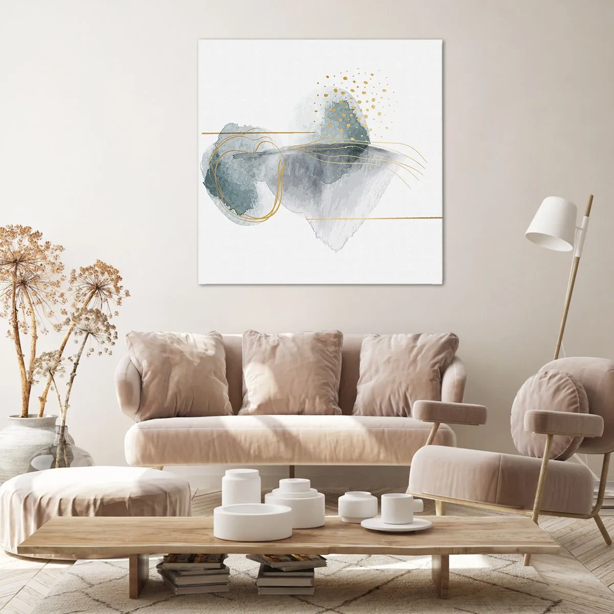 Obraz na plátne - O vzťahu medzi šedou a zlatou - 60x60 cm