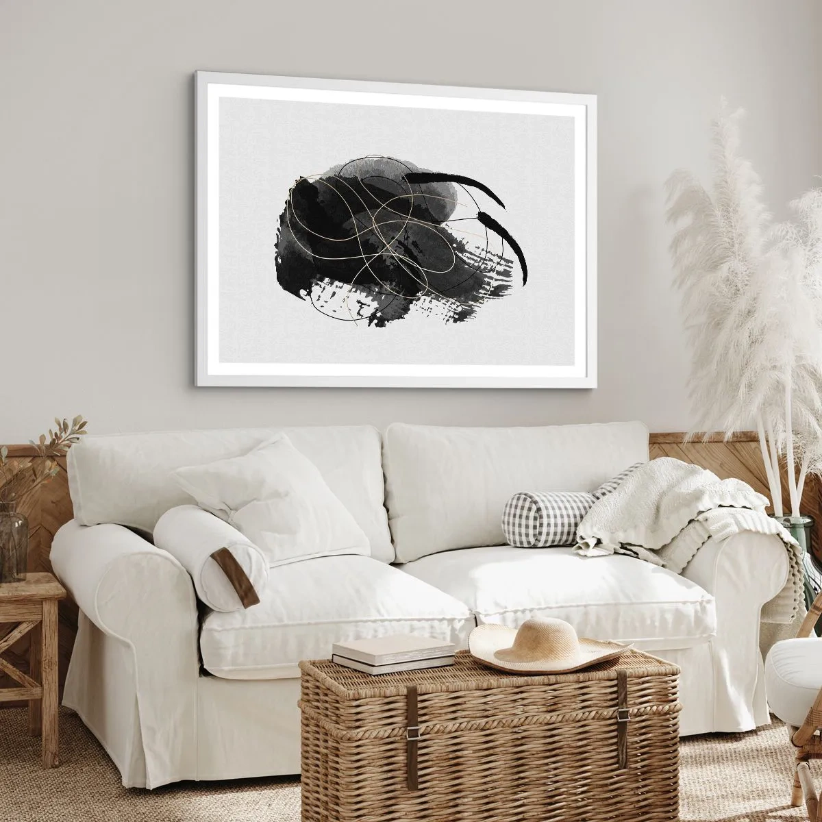 Plagát v bielom ráme - Upletené z čiernej - 91x61 cm