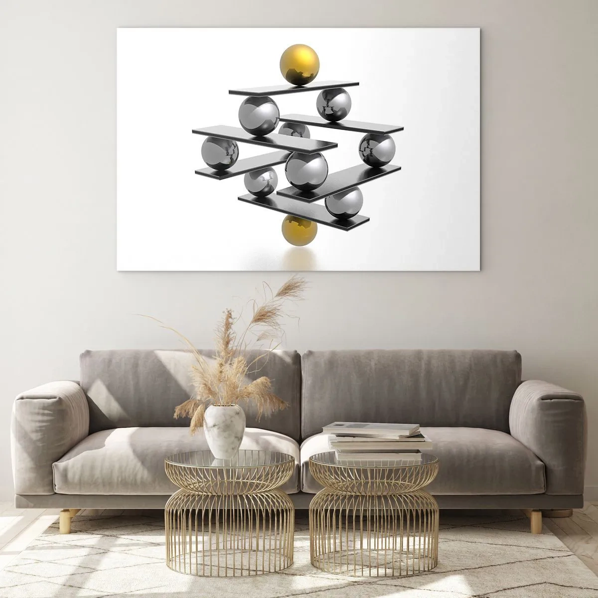 Obraz na skle - Zlato-strieborná rovnováha - 120x80 cm