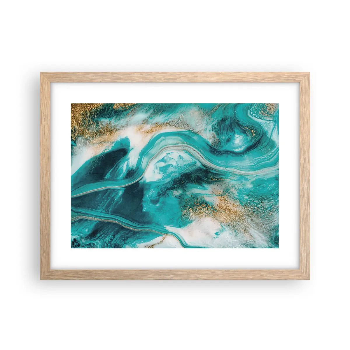 Plagát v ráme zo svetlého duba - Rieka zlata - 40x30 cm