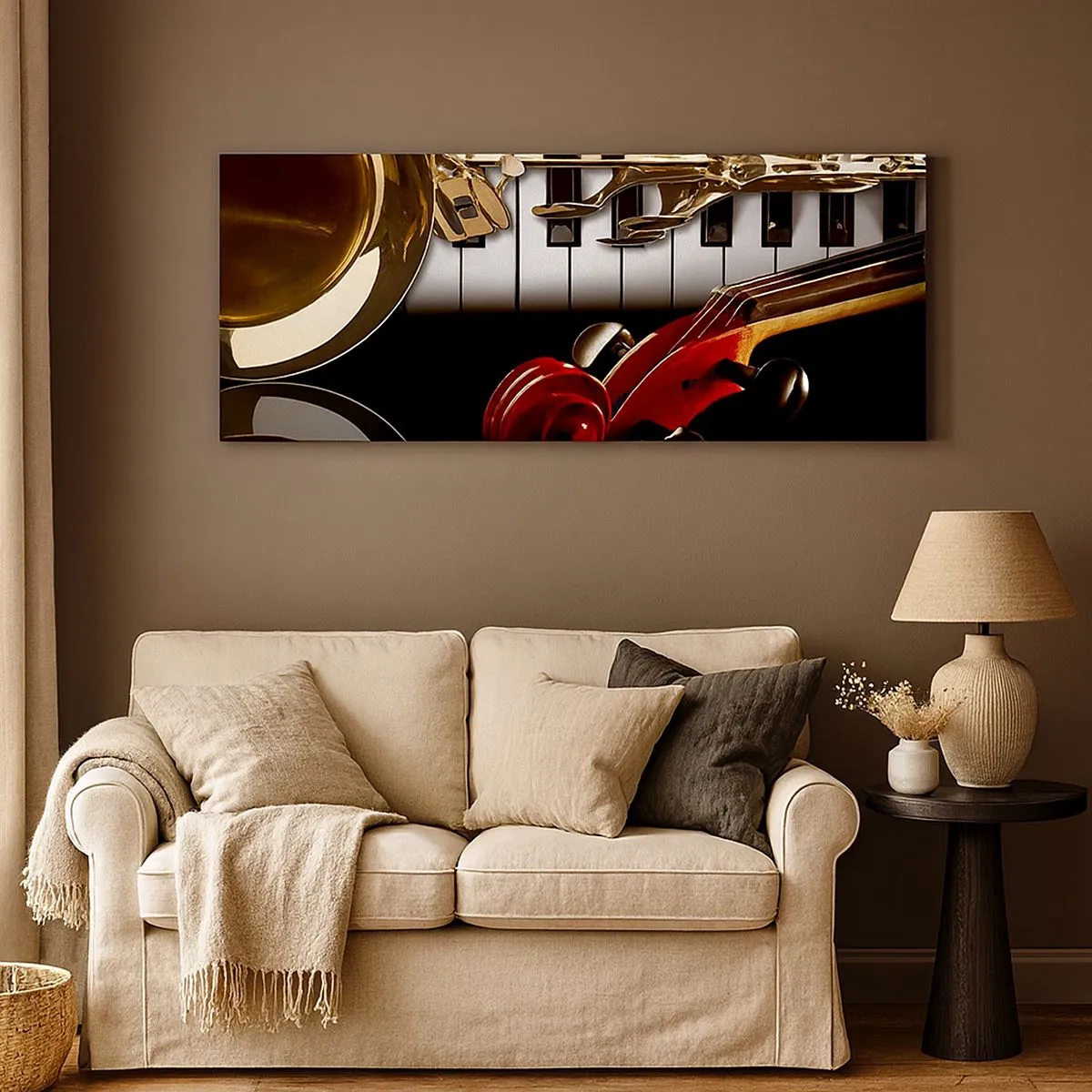 Obraz na plátne - Plech, drevo a slonovinová kosť - 100x40 cm