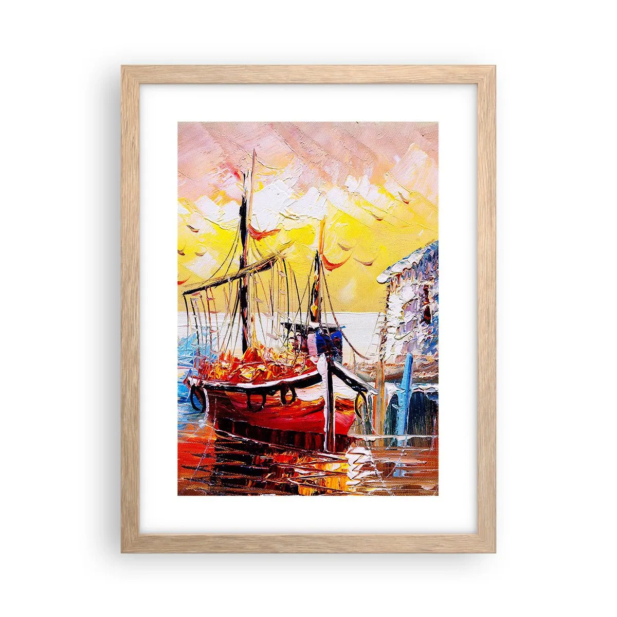 Plagát v ráme zo svetlého duba - Šťastný návrat - 30x40 cm