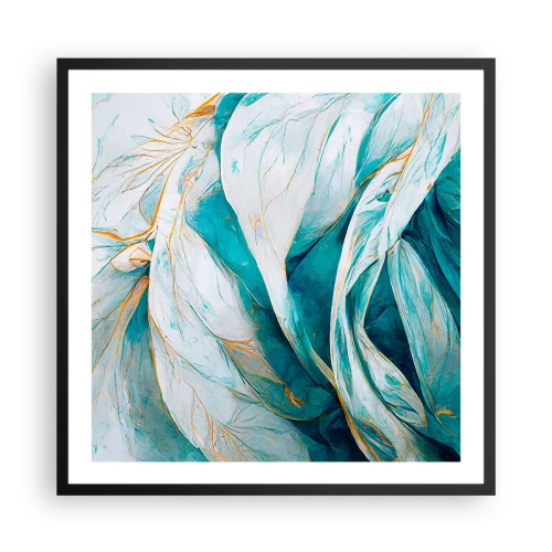 Plagát v čiernom ráme - Modrá abstrakcia so zlatým motívom - 60x60 cm