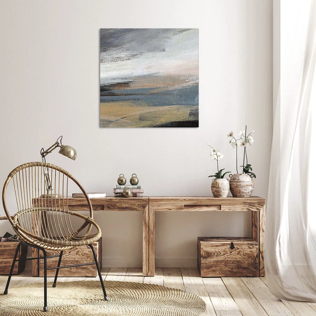 Obraz na plátne - Abstrakcia: severná krajina - 50x50 cm