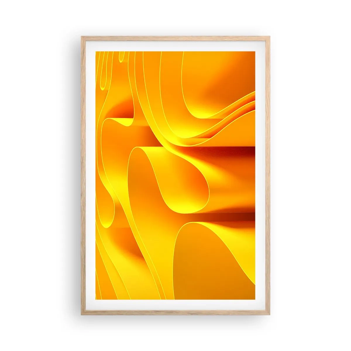 Plagát v ráme zo svetlého duba - Ako slnečné vlny - 61x91 cm