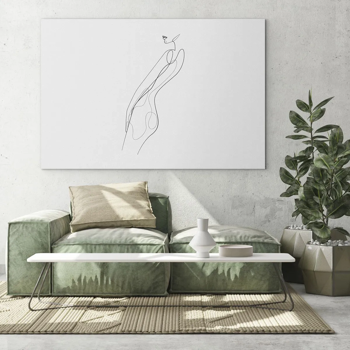Obraz na skle - Minimalistická línia zobrazujúca ženskú siluetu - 70x50cm - Iba sľub - Moderná nástenná dekorácia do obývacej izby a spálne ARTTOR