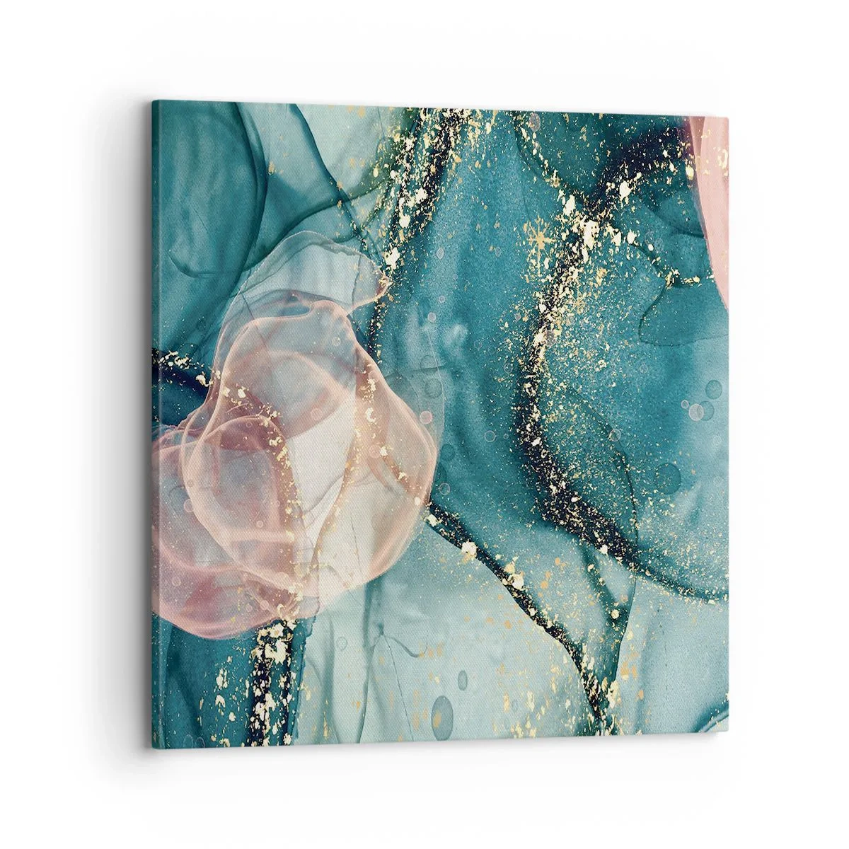 Obraz na plátne - Modré hodváb modré, ružový tyl - 70x70 cm