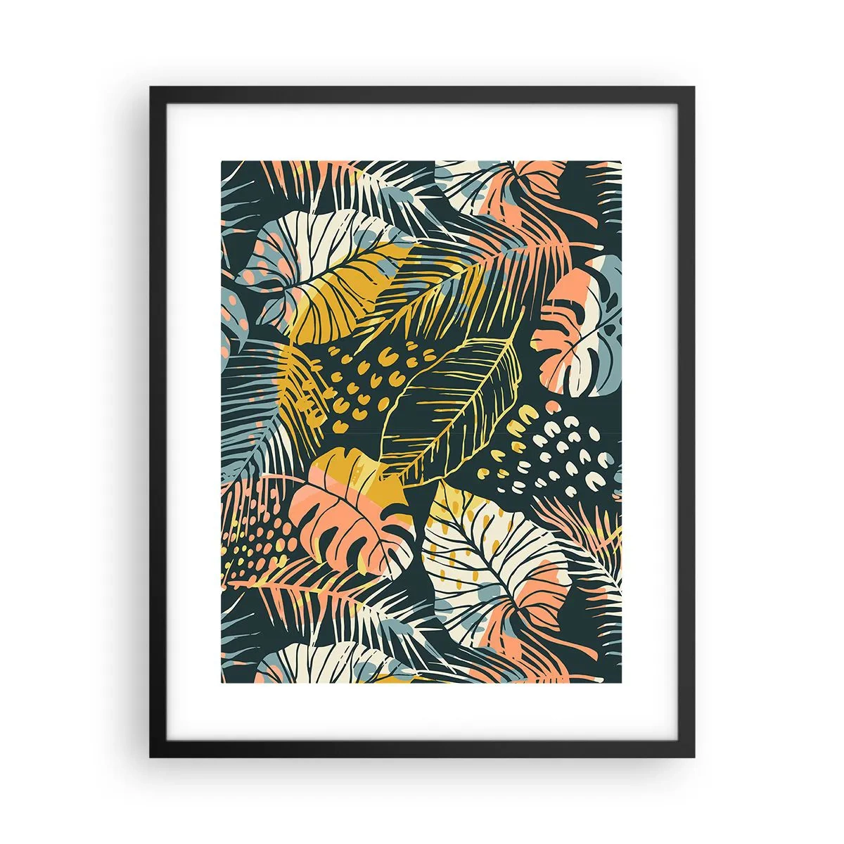 Plagát v čiernom ráme - Listová fantázia - 40x50 cm