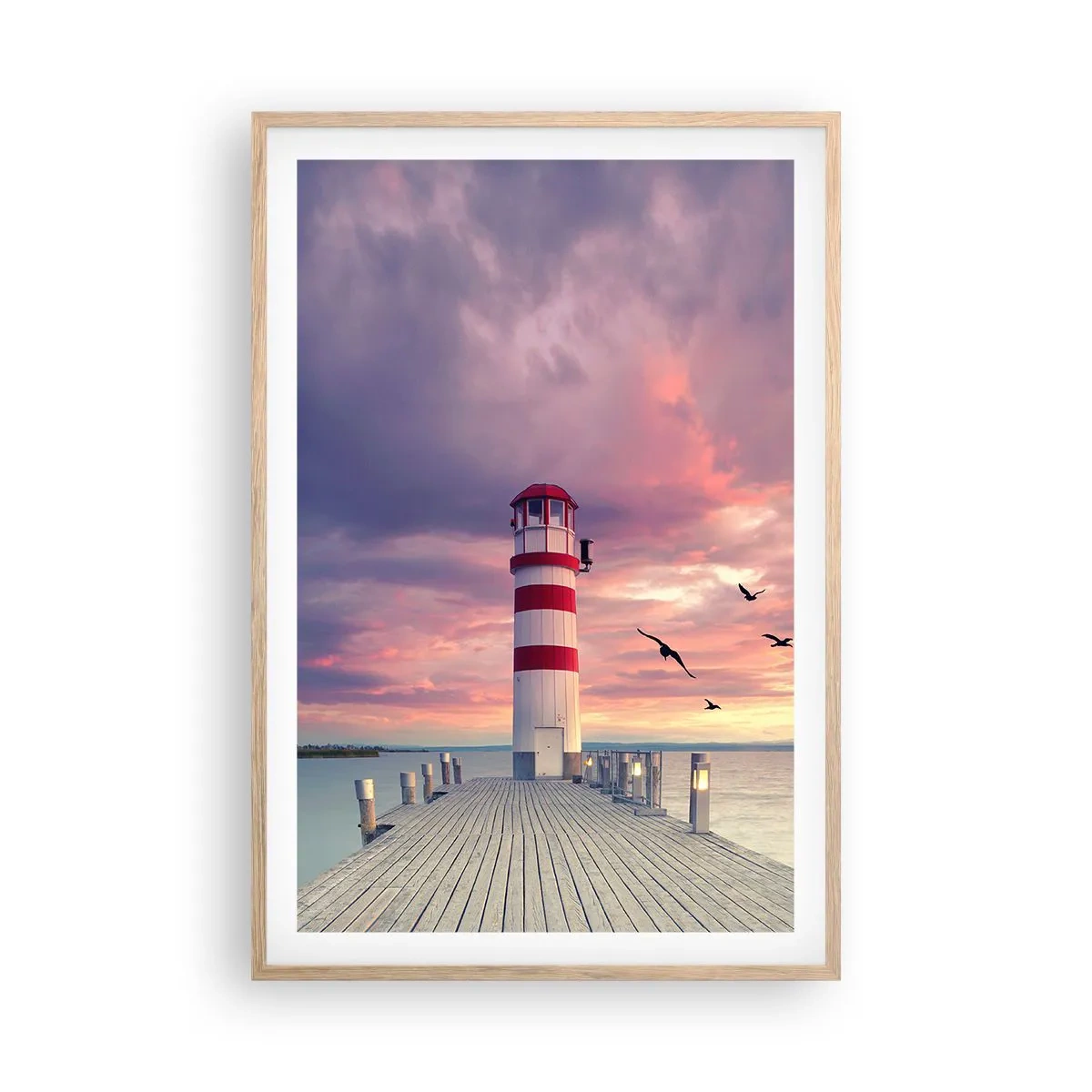 Plagát v ráme zo svetlého duba - Čas ísť do prístavu - 61x91 cm