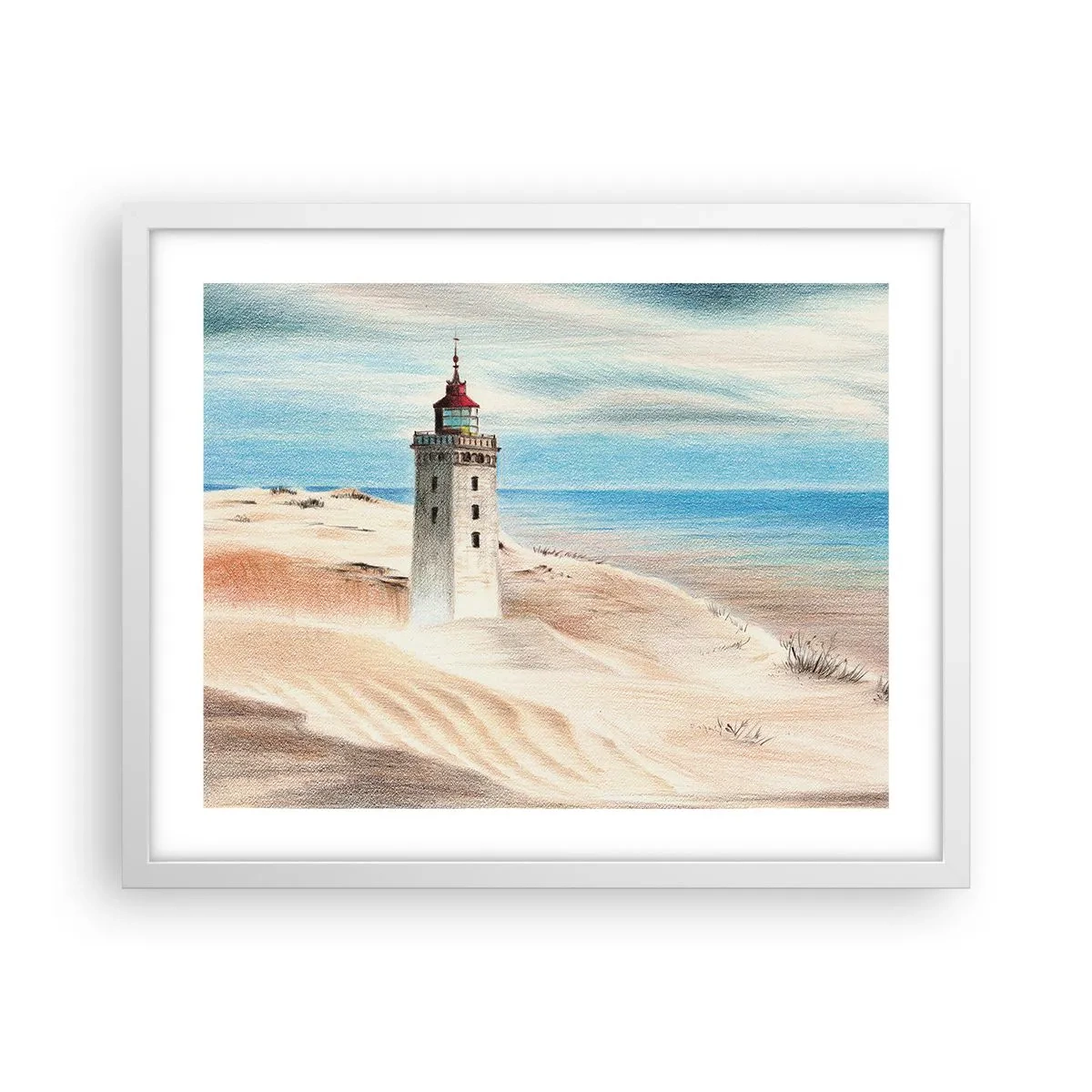 Plagát v bielom ráme - Vždy hľadí na more - 50x40 cm
