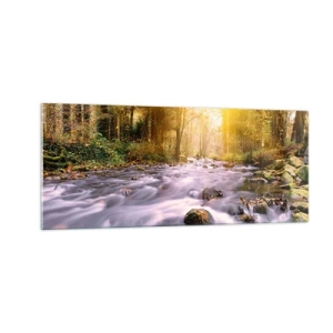 Obraz na skle - Malachit v strieborno-zlatej podobe - 100x40 cm