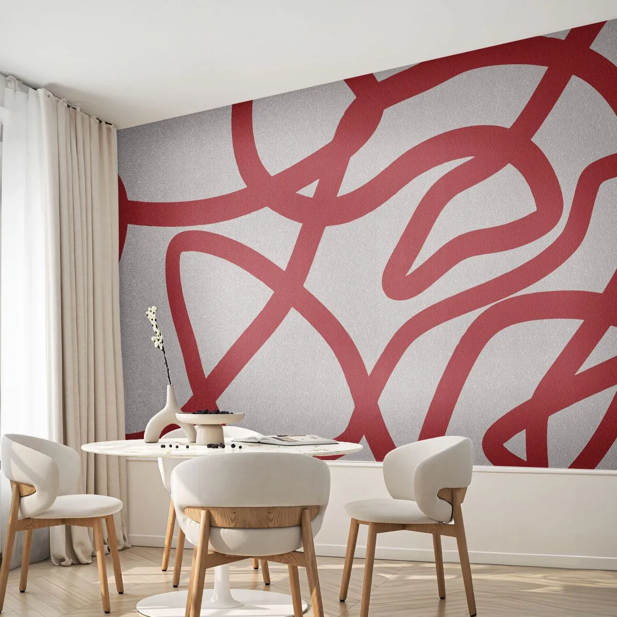 Fototapeta Standard Eco - Červené na bielom - Minimalizmus, Kus, Čiary - 150x105 cm