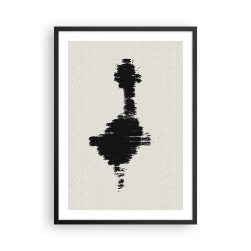 Plagát v čiernom ráme - Minimalistická abstrakcia v čiernej a bielej farbe - 50x70cm - Vibrácie predstavivosti - Moderná nástenná dekorácia do obývacej izby a spálne ARTTOR