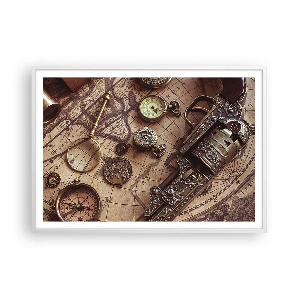 Plagát v bielom ráme - Dobrodružstvo volá - 100x70 cm