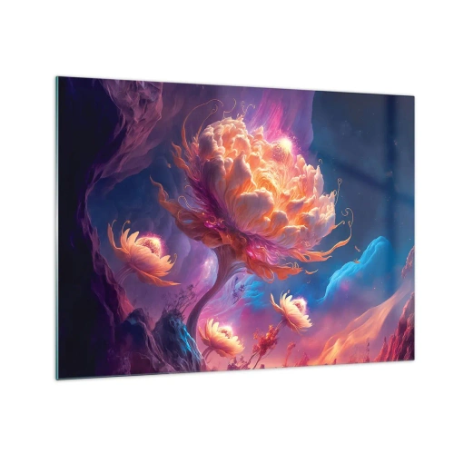 Obraz na skle - Fantastický kvet plávajúci v kozmickom prostredí - 70x50cm - Iný svet - Moderná nástenná dekorácia do obývacej izby a spálne ARTTOR