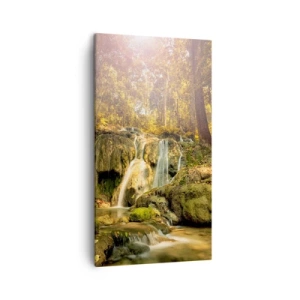 Obraz na plátne - Lesný vodopád v zeleni - 45x80 cm