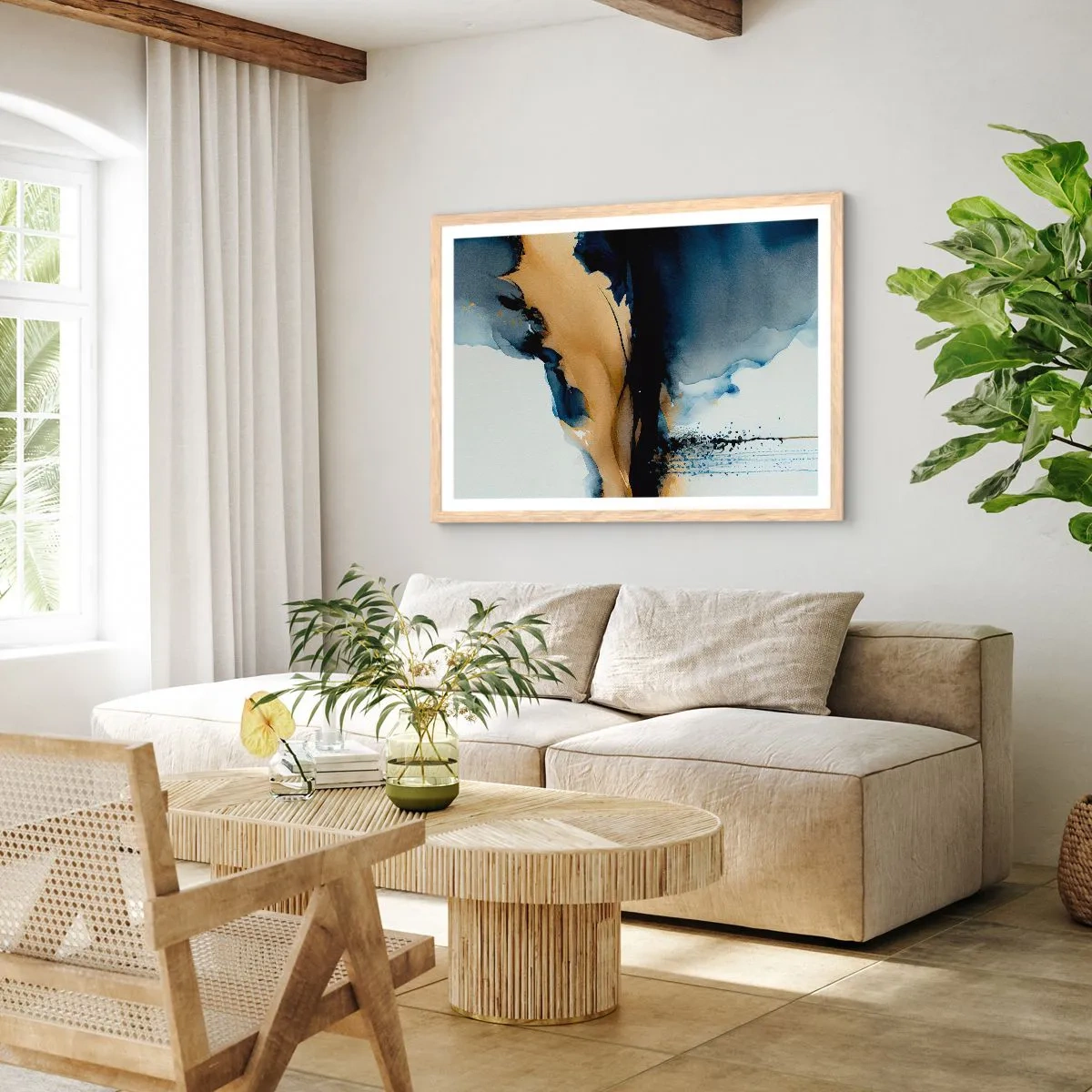 Plagát v ráme zo svetlého duba - Za závojom - 70x50 cm